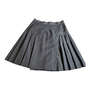 Flynn & O'Hara school uniform wrap wool blend pleated Gray skirt teenager 14 XS